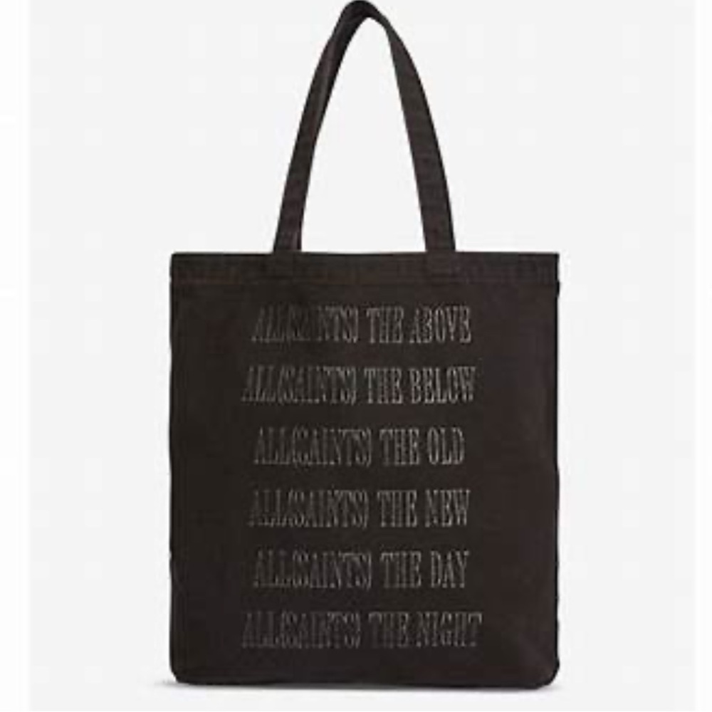 All Saints Charcoal Textured Tote
